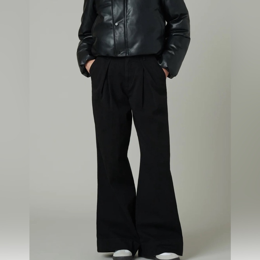 Joe's Jeans The Pleated black Denim Wide-Leg Trousers size 32   MSRP $268